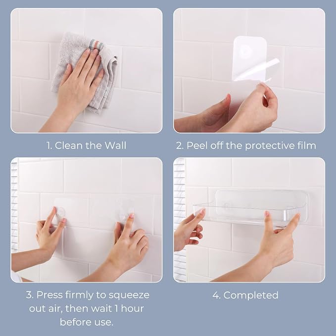 Long Adhesive Wall Organizer Shelf, No-Drill, Clear - Image 8