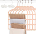 Tinfol Velvet Pants Hanger Space Saving with Hook, 6pc 4 Layers Non-Slip Jeans Hangers, Pink Multiple Clothes Hangers Closet Storage Organizer forJeans Scarf Towels Tie Towel by Tinfol