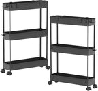 SPACELEAD 2-piece Set Slim Storage Cart 3 Tier,Bathroom Organizer Rolling Utility,Mobile Shelving Unit Slide Out for Office, Kitchen, Laundry Room & Narrow Places by Home