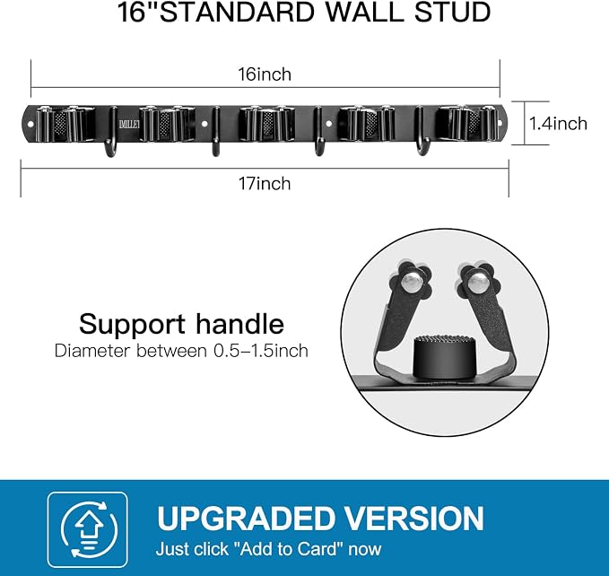 IMILLET 2 Pack Broom Holder Wall Mount, Heavy Duty Garage Organization - Image 3