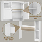 Vabches Over The Toilet Storage Cabinet with Doors & Paper Holder, White - Image 7