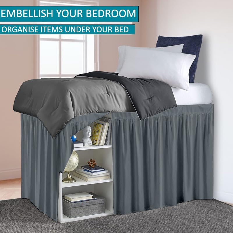 Dorm Bed Skirt, Twin XL, 46" Drop, Dark Grey - Image 3