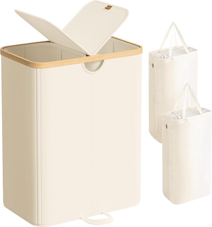 SONGMICS Laundry Hamper with 2 Lids, 150L Laundry Basket，2 Compartments by Unknown