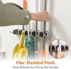 Lifewit Mop and Broom Holder Organizer Wall Hanging Mount, Gray, 1 Pack - Image 3