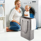 Laundry Basket with Handles Grey Coffee-Slim Laundry Bin Collapsible Dirty Clothes Basket Narrow Laundry Bag Foldable Dirty Hamper for Camping, Dorms, Apartments - Image 6