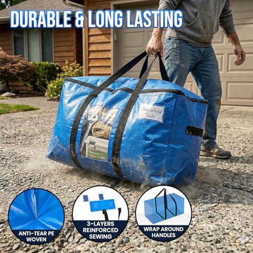 TAILI 2 Pack Blue Extra Large Moving Bags,Storage Bags with Visible Window - Image 3