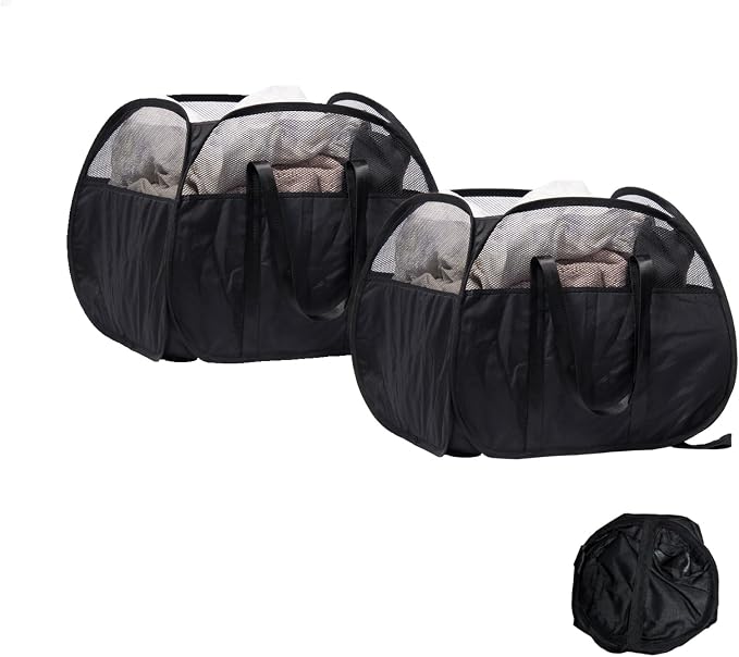 Collapsible Laundry Basket, 90L Tear Proof Mesh Pop-up Hamper 2PCS by HEDONLEE