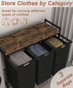 10 x 3 Gal Large Laundry Hamper, Rustic Brown and Black - Image 2