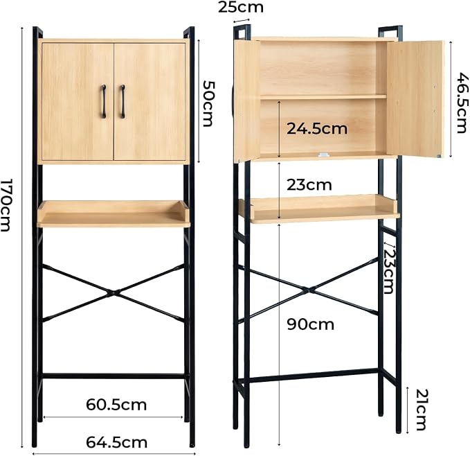 Karl home Over The Toilet Storage Cabinet, Bathroom Space Saver Organizer - Image 3