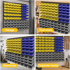 Wall Mounted Storage System 90PCS - Heavy-Duty Plastic Bins for Garage，Home, Closet & Bedroom Organization, Rack Holds Nuts, Bolts, Tools, Hardware - Image 6