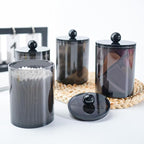 2 Pcs Acrylic Qtip Holder, Cotton Ball Holder Jars with Lids, Black - Image 5