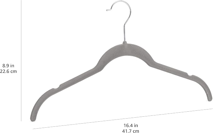 Amazon Basics Space Saving Slim Velvet Non-Slip Clothes Hangers for Closet Organization, Gray/Silver, 30-Pack - Image 7