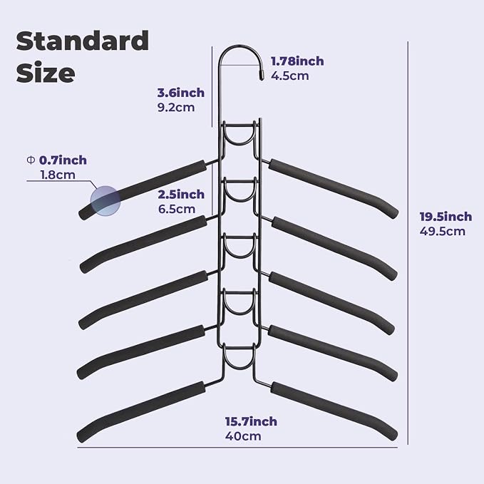 5 in 1 Multi Layer Hangers Space Saving with Non-Slip Foam Padded - Image 3
