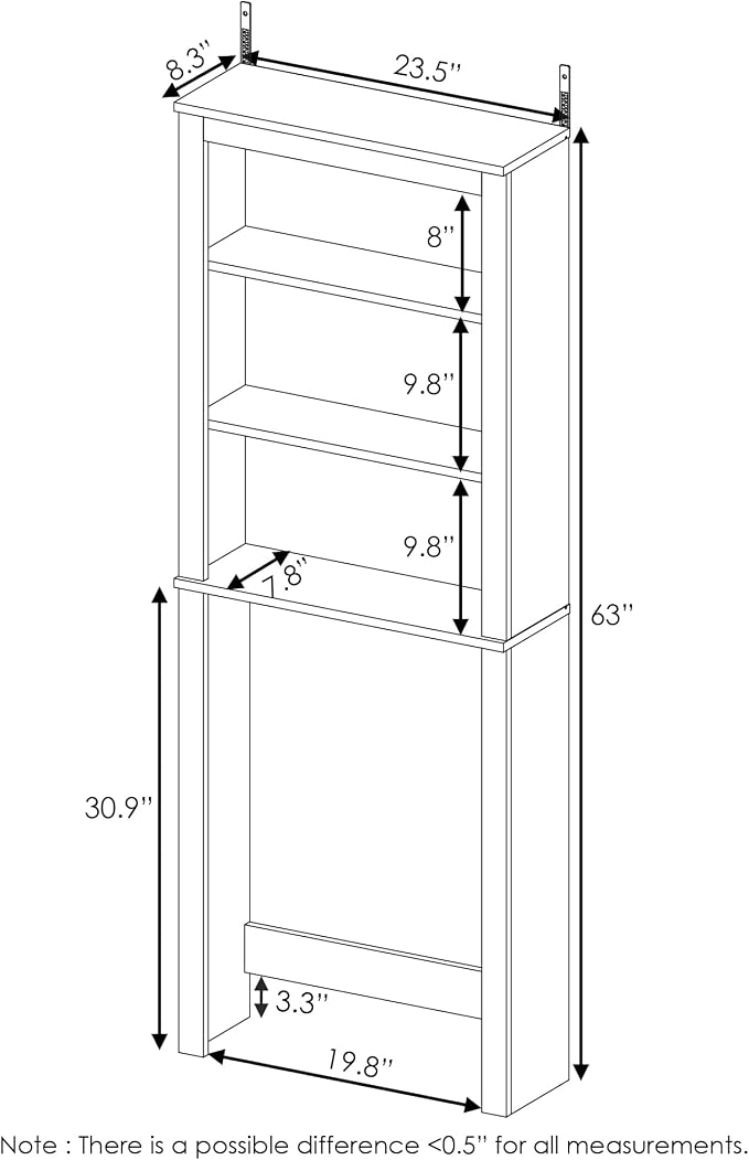 Furinno Indo White Over The Toilet Storage, Bathroom Storage Cabinet, Bathroom Shelf, Space Saving Over The Toilet Organizer, Plain White - Image 2