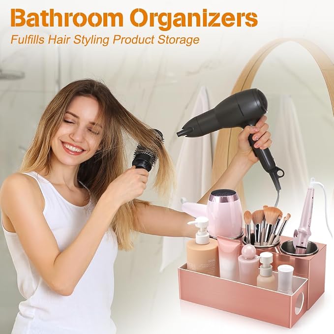 GFWARE Hot Hair Styling Tool Organizer with 3 Stainless Steel Cups, Pink - Image 2