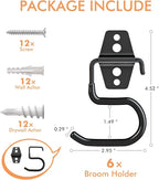 Broom Holder Wall Mount, 6 Pack Tool Hangers Garage Wall Hanging Organizer - Image 2