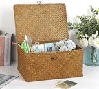 Hipiwe Wicker Shelf Baskets Bin with Lid Handwoven Storage Basket, X-Large - Image 4