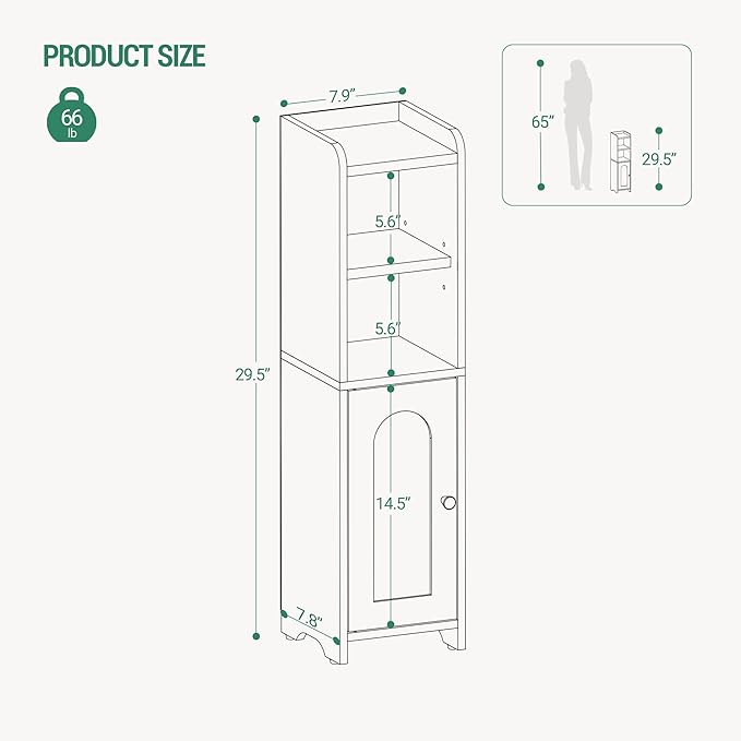 Hzuaneri Bathroom Storage Cabinet, Narrow Toilet Paper Cabinets with Doors - Image 2