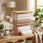 Trash Bag Holder 2 Pack, Stackable Garbage Bag Dispenser with Bamboo Lid, Extra Large Trashbag Dispenser for 13/30/33 Gallon Bags, Clear Organizer for Under Sink Kitchen Laundry Room - Image 7