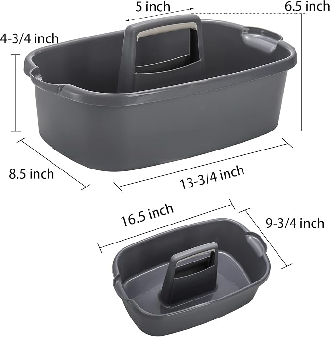 TOPZEA 2 Pack Cleaning Supplies Caddy, Large Plastic Cleaning Supply Organizer Bin with Handle, Cleaning Bucket Housekeeping Shower Tote Caddy Under Sink Tool Storage Basket for Dorm, Garden, Bathroom - Image 2