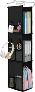 LOVEGRASS 3 Shelf Locker Organizer, Locker Shelf with Side Pockets, Black by LOVEGRASS