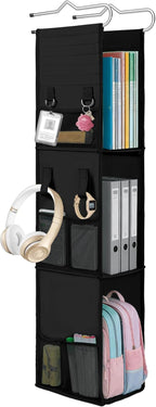 LOVEGRASS 3 Shelf Locker Organizer, Locker Shelf with Side Pockets, Black by LOVEGRASS