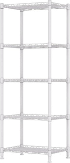REGILLER 5-Wire Shelving Metal Storage Rack Adjustable Shelves,Standing Storage Shelf Units for Laundry Bathroom Kitchen Pantry Closet(White,11.8" D x 16.6" W x 53.5" H) by REGILLER