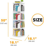 SpaceAid 4 Tier Rotating Bookshelf Tower, Spinning Bookcase Lazy Susan, Revolving 360 Book Shelf Storage Round Carousel, Vertical Rotate Turning Spiral Corner Organizer, White - Image 2