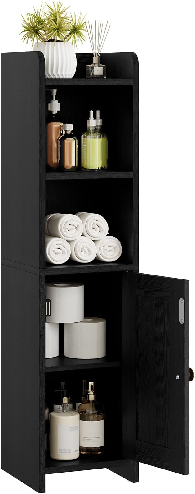 Lomojo Small Bathroom Storage Cabinet Corner, 7.87"Dx7.87"W x31.5"H (Black) by Lomojo