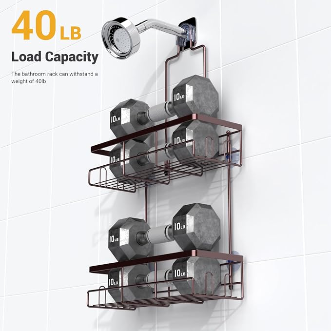Hanging Shower Caddy Over Showerhead - Rustproof No Drill Shower Organizer - Image 4