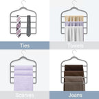 Tinfol 6pc Velvet Pant Hangers - Gray Space Saving Non-Silp Hangers, Jeans Slack Trousers Hanger, Multi Layer Clothes Hanger Closet Organizer for Clothes - Image 5