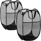 2 Pack Pop Up Laundry Hampers, 70 L Collapsible Foldable Mesh Basket, Black by Unknown