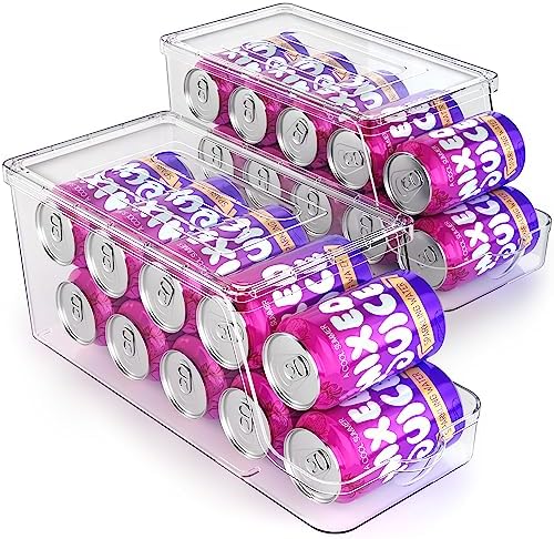 theaoo Soda Can Dispenser for Refrigerator with Lids, Stackable, 2 Pack by theaoo