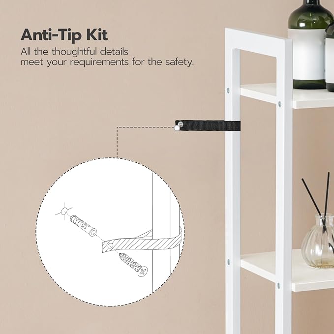 HOOBRO Over The Toilet Storage, 3-Tier Bathroom Organizer Shelf Over Toilet, Freestanding Bathroom Storage Shelves, Space Saver, Easy to Assemble for Room, White WT41TS01 - Image 8