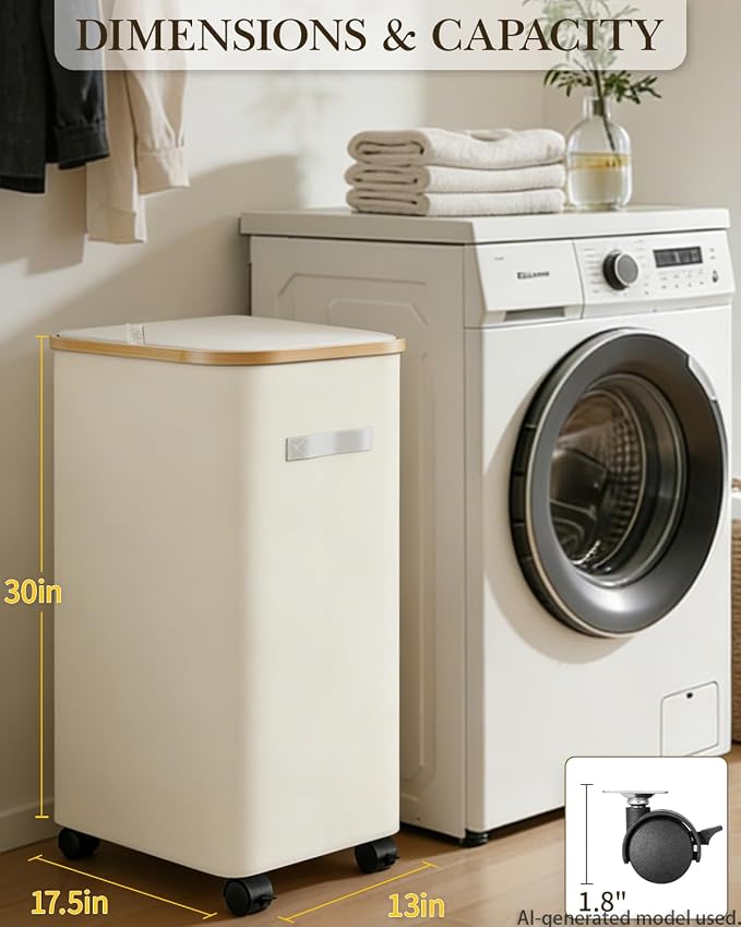 Laundry Basket with Wheels, 110L Large Rolling Laundry Hamper for Dorm - Image 2