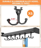 Pull Out Broom Holder With Adjustable Double Row Sliding Hook-Grey 14.2IN - Image 5