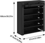 Laiensia 5-Tier Vertical Shoe Rack Organizer, Space Saving Shoe Storage Organizer, Non-Woven Cover Shoe Shelf Holds 20-25 Pairs for Bedroom, Hallway, Closet Entryway, Black - Image 3