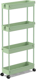 SPACEKEEPER Slim Rolling Storage Cart, 4 Tier Bathroom Cart Organizer,Green by SPACEKEEPER