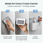 Cruise Magnetic Toothbrush Holder Cabin Walls, Foldable Toiletry Organizer for Disney RoyalCaribbean Carnival Cabin Bathroom, Strong Magnet, No Drilling, Space-Saving Travel Essential (4) - Image 3