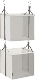 STORAGE MANIAC 2-Tier Hanging Closet Organizer, Fabric Storage Baskets with Hooks, Closet Shelves for Dorm Room, Apartment, Bedroom, Garment Rack & Wardrobe, Ivory by STORAGEMANIAC