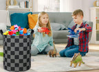 ESSME Boys Laundry Hamper,Kids Hamper Collapsible Canvas Waterproof Storage Bin for Boy, Nursery Hamper,Gift Baskets,toy bins(Black grid) - Image 5