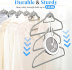 Velvet Felt Stackable Hangers 50 Pack, Thin & Space Saving, Gray | Non Slip, 15Lbs Capacity Heavy Duty With 360° Swivel Hook, Shoulder Notches, No Shoulder Bump, for Coat Suit Shirt Dress - Image 2
