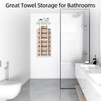 STWWO Wall Towel Rack for Rolled Towels, Towel Storage for Small Bathroom Can Holds 6 Large Towels, 30 inch Towel Racks with Shelf, White - Image 3