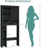 Over the Toilet Storage Cabinet with Farmhouse Sliding Barn Door, Above Toilet Organizer with Toilet Paper Holder Stand, Behind Toilet Shelf, Space Saver for Restroom, Bathroom, Laundry, Black - Image 2