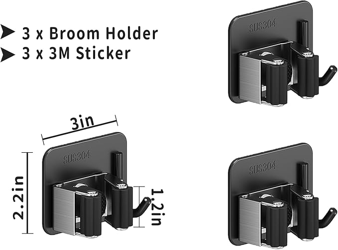 Broom Holder Wall Mount,Mop and Broom Holder Wall Mount Command - Image 2
