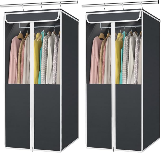 Univivi Garment Bags for Hanging Clothes, Cloth Bag 40 In, 2 PCS, Dark Grey by Univivi