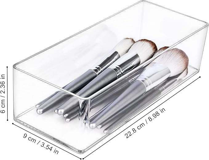 JessLab Acrylic Organizers, Bathroom Organizer for Drawer, Cosmetic Display Cases for Vanity, Countertop, Desk, Kitchen, and Makeup Storage, 1-Section - Image 2
