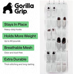 GORILLA GRIP Over the Door Shoe Organizer, 24 Large Pockets, White | Breathable Mesh Pocket, Space Saving Hanging Storage Holder, Closet Rack Hanger for Shoes, Pantry and Bathroom Accessories - Image 2