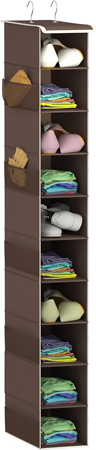 Libeder 10-Shelf Hanging Closet Shoe Organizers with Side Pockets, Coffee by Libeder