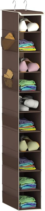 Libeder 10-Shelf Hanging Closet Shoe Organizers with Side Pockets, Coffee by Libeder